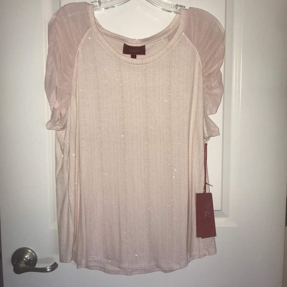 JLo ballet pink top with ruched sleeves BNWT!